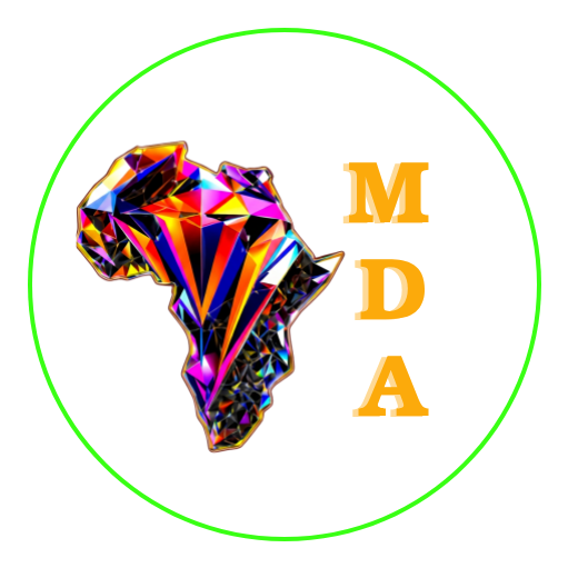 Mineral dealers africa logo with a map of africa